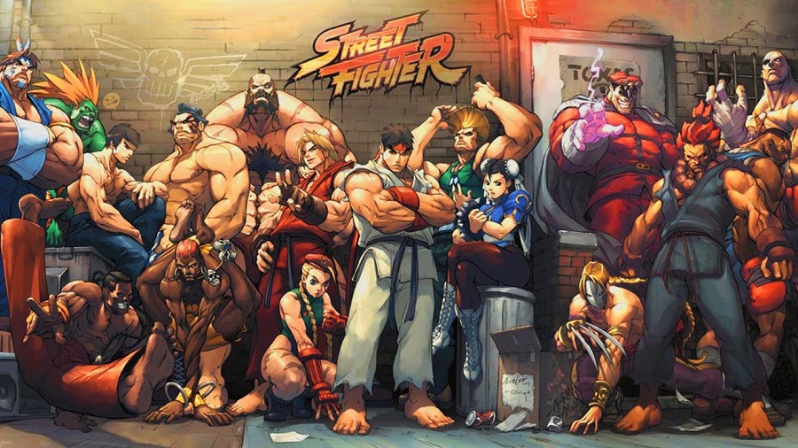 A cinematic poster concept of the new Street Fighter movie featuring intense action and iconic characters.