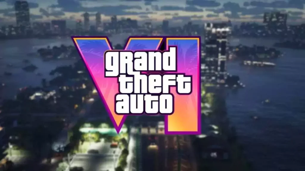 GTA 6 logo with a dynamic city backdrop representing the upcoming game release.