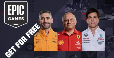 Screenshot of F1 Manager 2024 on Epic Games Store with free claim button.