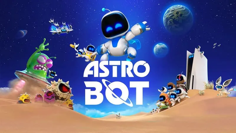 Astro Bot flying through space with a jetpack in the new level “Thrust or Bust!”