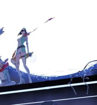 Digimon Story Time Stranger cover featuring a digital world background and the main character alongside Digimon.