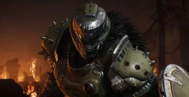 Doom: The Dark Ages protagonist wielding a chain-shield in combat