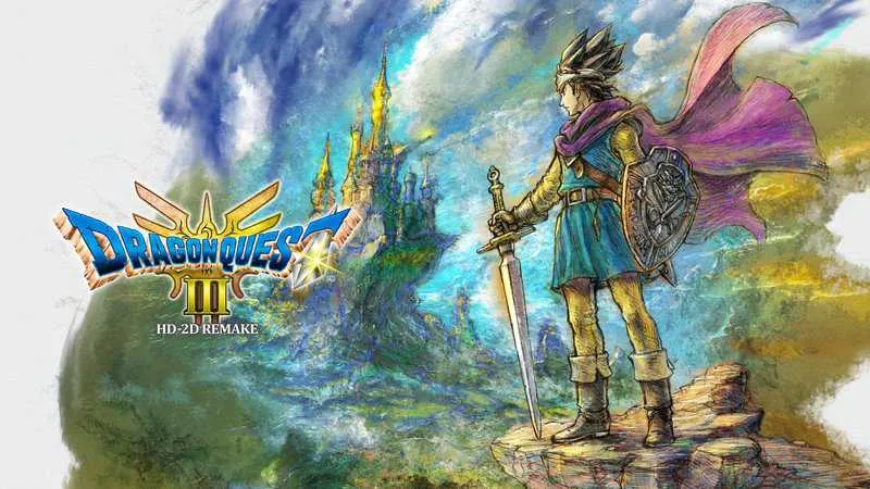 Dragon Quest III HD-2D Remake gameplay showcasing vibrant pixel art and classic RPG battle scene.