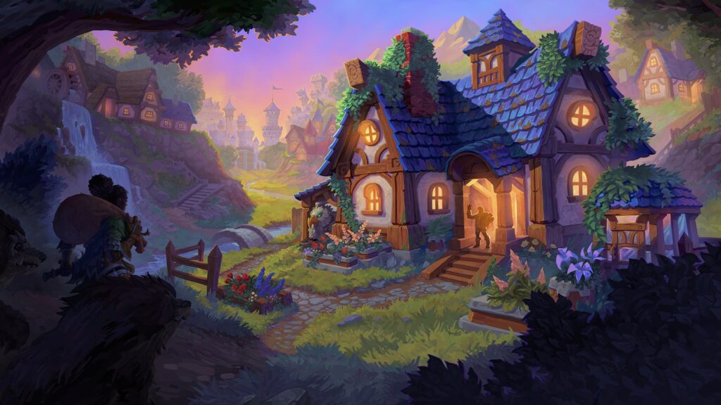 A panoramic view of diverse housing styles in Azeroth