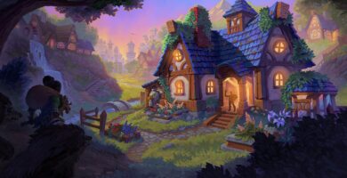 A panoramic view of diverse housing styles in Azeroth