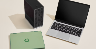 Framework Desktop and Laptop 12 showcasing modular design and compact form factor.