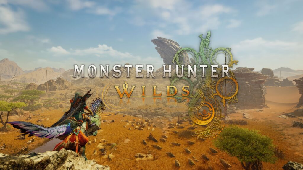 Monster Hunter Wilds open beta gameplay screenshot featuring a hunter facing a giant, fiery monster in a wild, dynamic landscape.