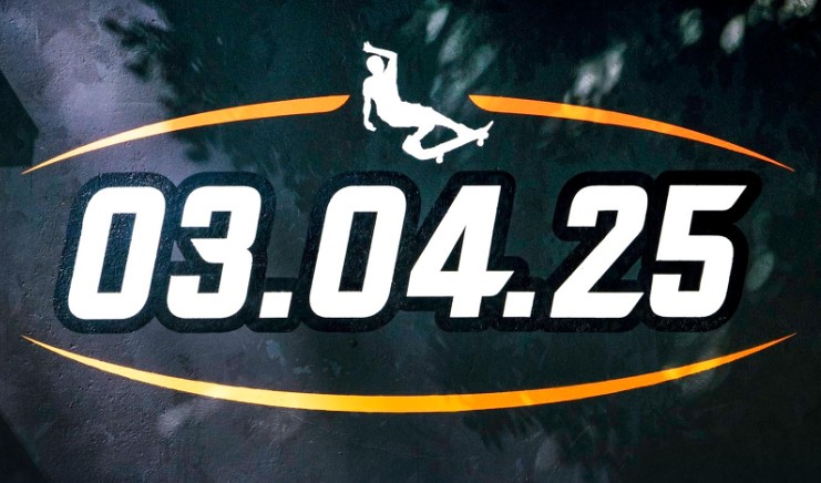 A teaser image from Activision and Tony Hawk for 03.04.25, hinting at a possible new skateboarding game.