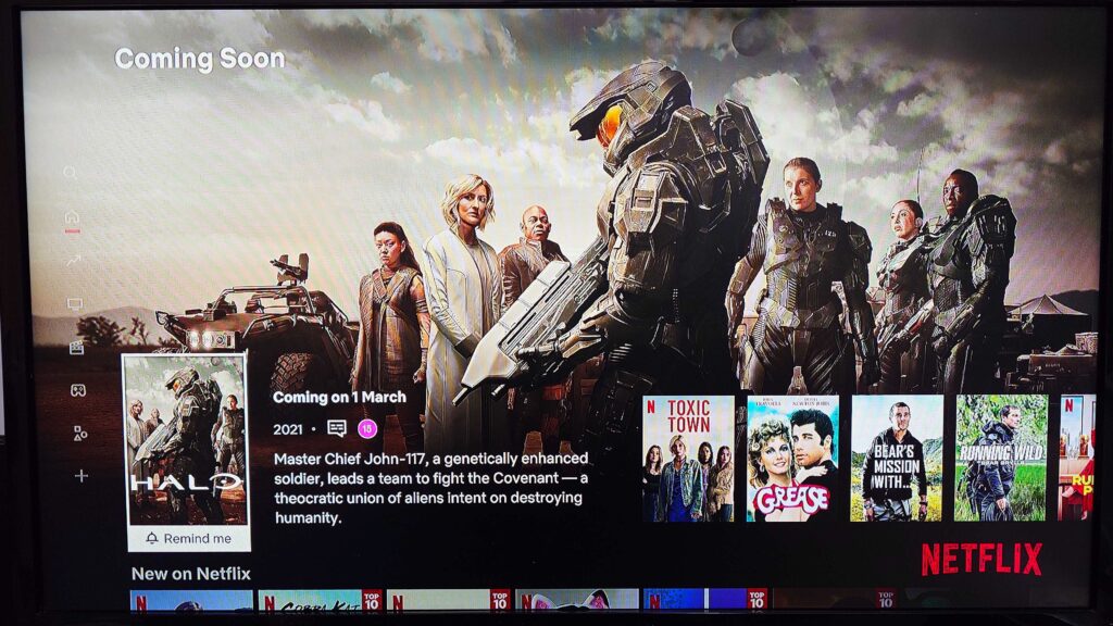 Halo TV series poster featuring Master Chief, Halo Netflix announcement teaser
