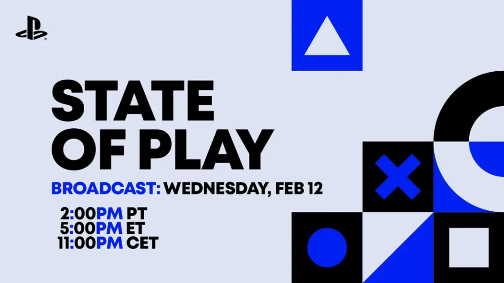 State of Play February 12 event banner with PlayStation logo