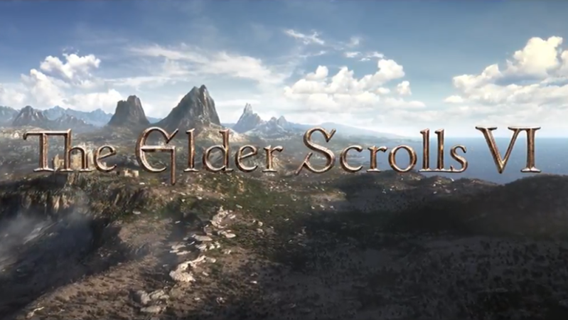 The Elder Scrolls VI logo with a fantasy landscape in the background.
