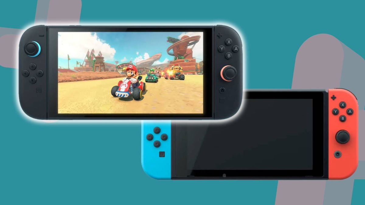 Nintendo Switch and Switch 2 side by side showcasing design differences