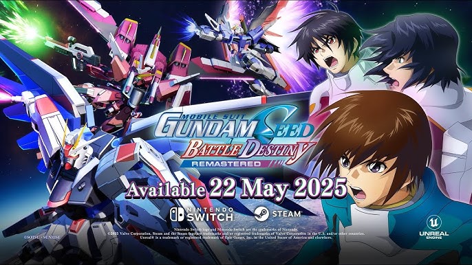 Gundam Seed Battle Destiny Remastered gameplay featuring iconic Mobile Suits in action.