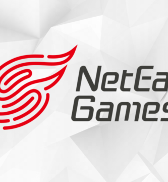 NetEase logo with a blurred background of game development studios