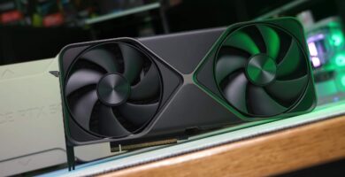 Nvidia RTX 5090 and 5070 Ti graphics cards placed on a gaming desk.