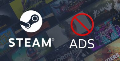 Steam logo with a red "No Ads" sign overlay.