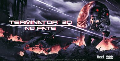 Screenshot of Terminator 2D: No Fate – A fast-paced run & gun action scene with pixelated Terminator characters.