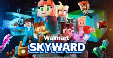 Minecraft players exploring planets in Walmart Skyward server on a mission to find the Golden Child