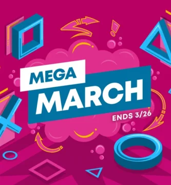 PlayStation Mega March Sale banner showcasing discounted PS5 and PS4 games