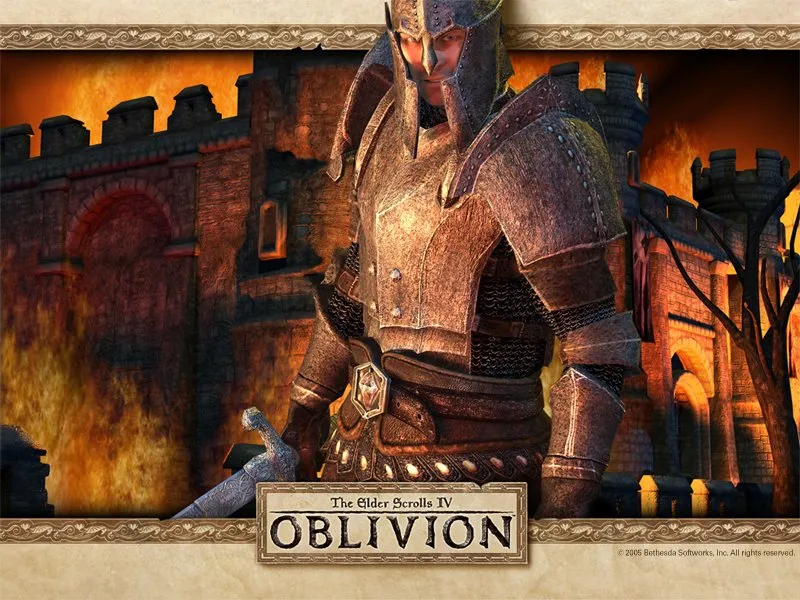 The Elder Scrolls IV: Oblivion Remake promotional concept art with a medieval fantasy landscape.