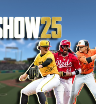 MLB The Show 25 game cover on PlayStation 5 with baseball stadium background