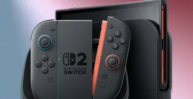 A Nintendo Switch 2 console with a high sales chart in the background