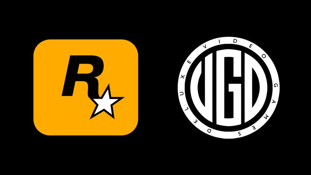 Rockstar Games logo alongside Video Games Deluxe logo, symbolizing the acquisition and formation of Rockstar Australia.