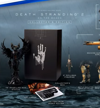 Death Stranding 2 Collector’s Edition featuring Mållånn Man statue, art cards, and exclusive in-game items.