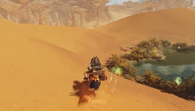 A hunter exploring the seamless open world of Monster Hunter Wilds, showcasing dynamic terrain transitions.