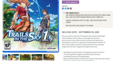 Trails in the Sky 1st Chapter Remake PlayStation 5 game cover with potential release date leak