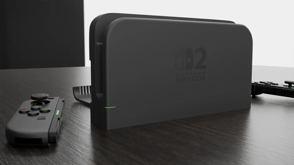 Leaked image of the Nintendo Switch 2 dock showcasing a sleek and modern design.