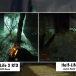 Side-by-side comparison of original Half-Life 2 and Half-Life 2 RTX graphics