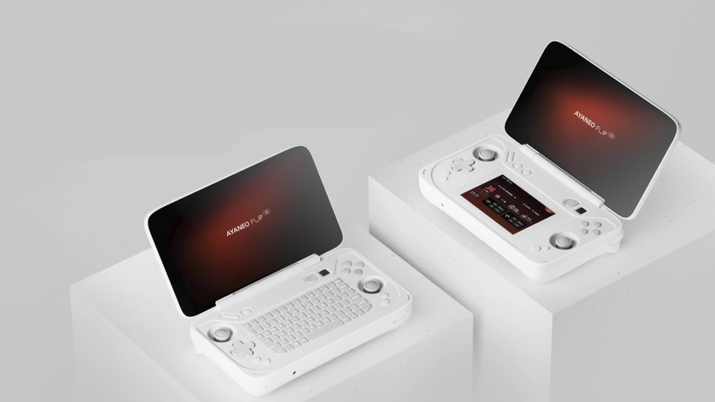 Ayaneo Flip gaming handheld with a clamshell design