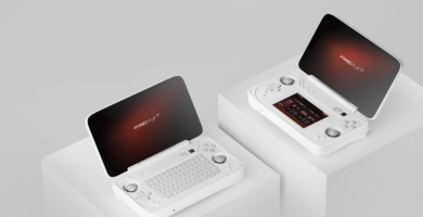 Ayaneo Flip gaming handheld with a clamshell design