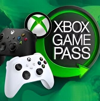 Xbox Game Pass Ultimate logo with a game controller on a futuristic background.