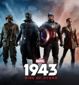 Marvel 1943: Rise of Hydra logo with a dark and intense war-themed background