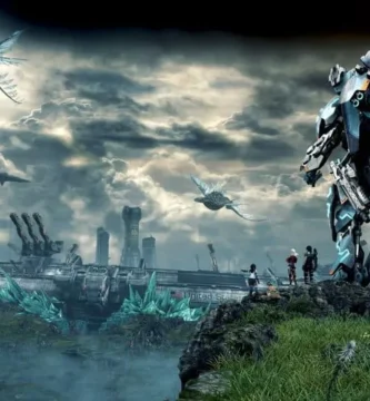Xenoblade Chronicles X Definitive Edition logo with a futuristic sci-fi landscape in the background.