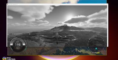 Ubisoft Chroma colorblind simulation tool interface showing game screen overlay