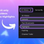 Twitch interface showing VOD management with export and download options