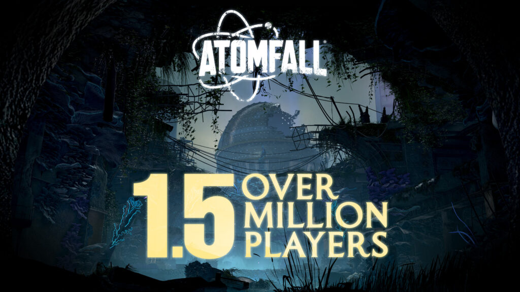 Atomfall promo image with text showing over 1.5 million players milestone, underground post-apocalyptic dome in background