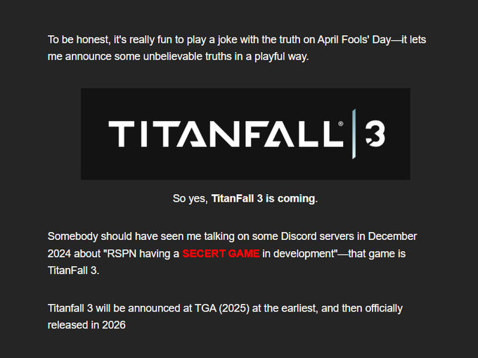 Titanfall 3 teaser art showing futuristic mech in battle stance, rumored for 2026 release