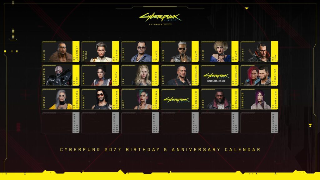 Cyberpunk 2077 teaser calendar hinting future updates