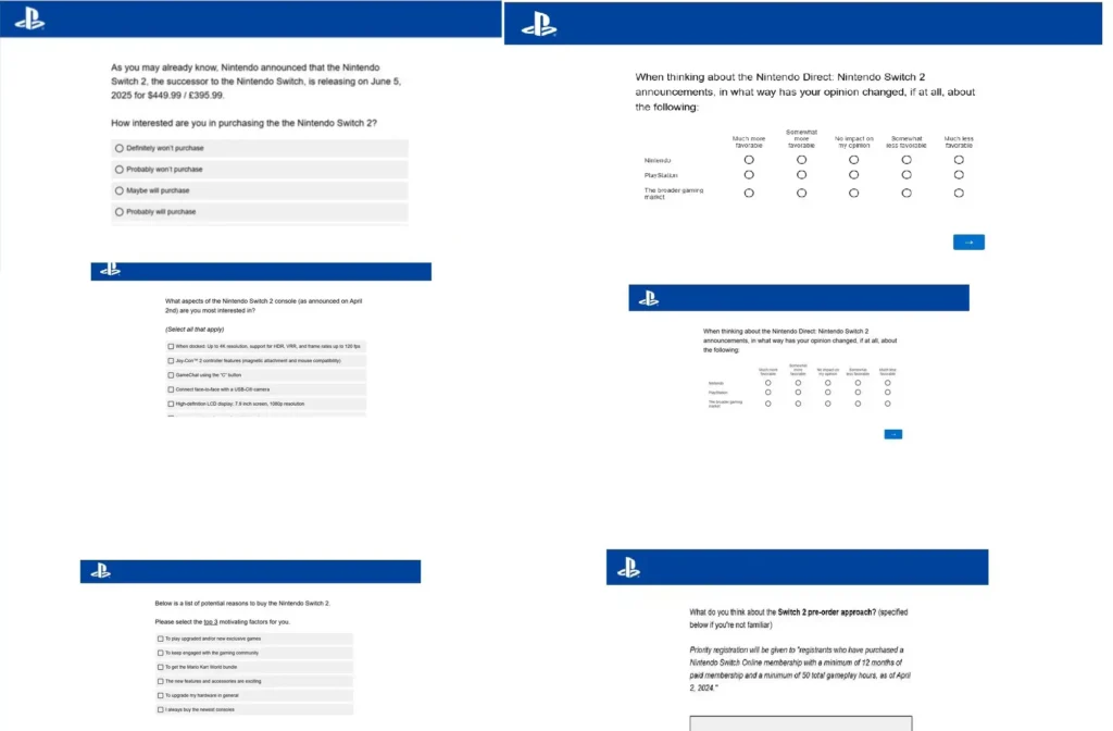 Sony PlayStation handheld concept survey beside Nintendo Switch 2 reveal