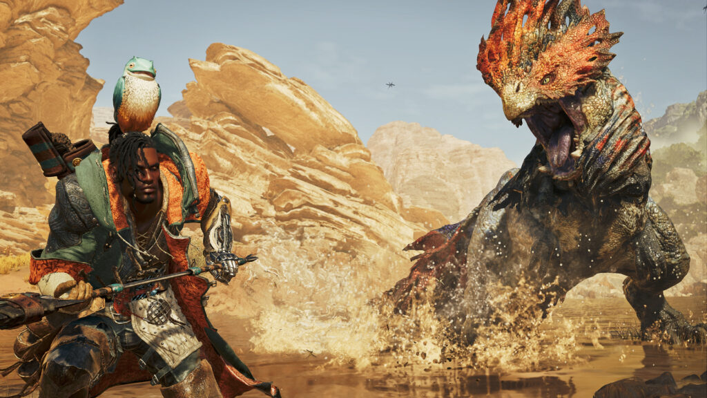 Hunter wearing Amstrigian a baby bird armor in Monster Hunter Wilds