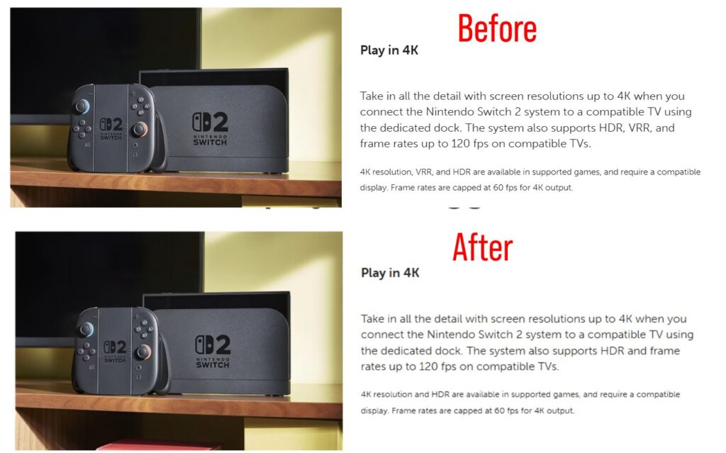 Nintendo Switch 2 promotional image with VRR feature highlighted