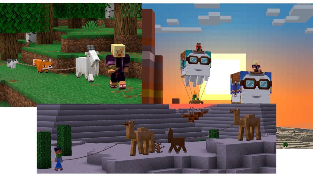 Leashing mobs together in Minecraft Snapshot 25w16a