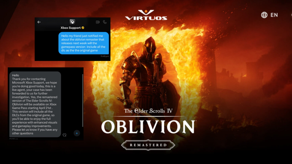 Oblivion Remastered confirmed with April 2025 release date via Xbox Support leak