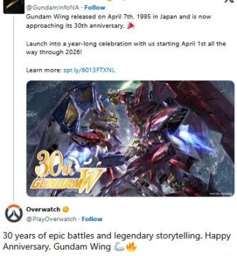 Overwatch 2 official X account teases potential Gundam collaboration following Gundam Wing anniversary post.