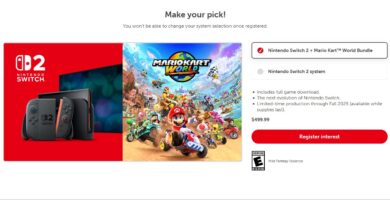 Nintendo Switch 2 pre-order screen showing accessories and eligibility notice