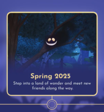 Teaser image showing Cheshire Cat’s grin in Disney Dreamlight Valley Spring 2025 update.